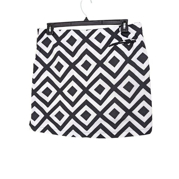Golftini Womens 16L Skort Golf Skirt Athletic Black White Diamond Cotton Stretch - Picture 2 of 5